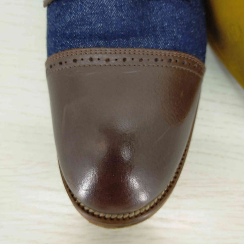 キャサリンハムネットロンドン KATHARINE HAMNETT LONDON デニム レザーコンビストレートチップシューズ メンズ 26