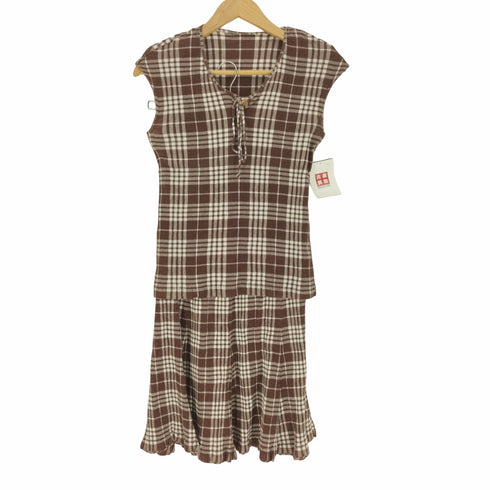 ツモリチサト TSUMORI CHISATO creperie チェック プリーツ ノースリーブ ブラウス スカート セットアップ レディース 2