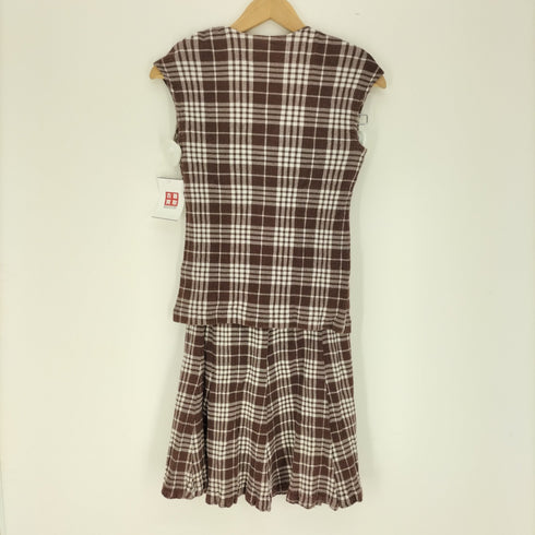 ツモリチサト TSUMORI CHISATO creperie チェック プリーツ ノースリーブ ブラウス スカート セットアップ レディース 2