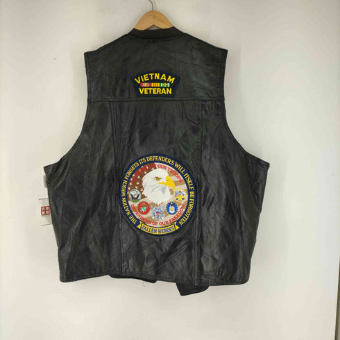 GENUINE LEATHER パッチワーク加工 バイカーベスト メンズ 5X