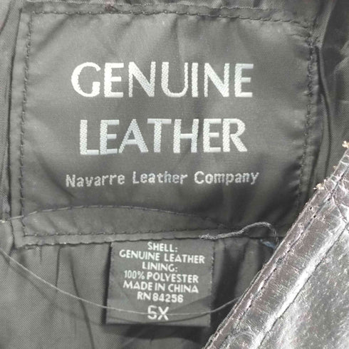 GENUINE LEATHER パッチワーク加工 バイカーベスト メンズ 5X