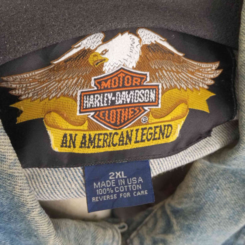 ハーレーダヴィットソン HARLEY DAVIDSON MADE IN USA バック星条旗プリント デニムベスト メンズ 2XL