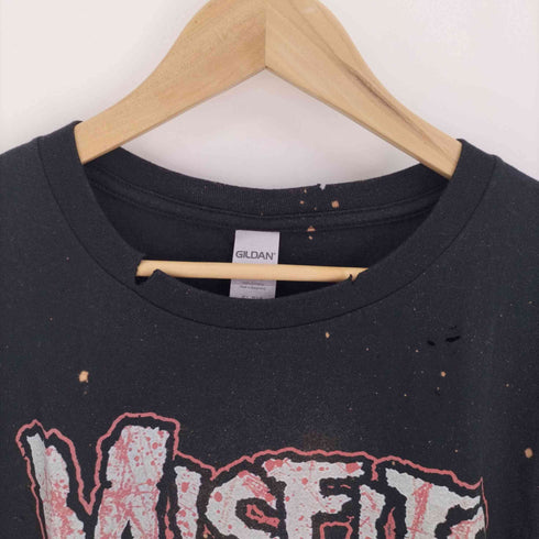 GILDANボディ ブリーチ加工 バンド プリント S/S Tシャツ メンズ 2XL