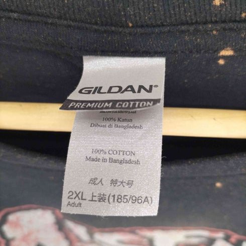 GILDANボディ ブリーチ加工 バンド プリント S/S Tシャツ メンズ 2XL