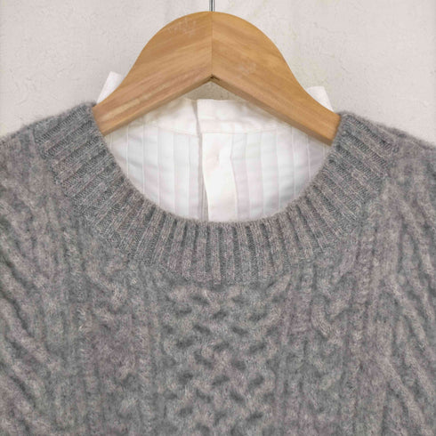 サカイ Sacai Wool Knit Pullover ブザムシャツxウールケーブルニット ドッキングブラウス レディース JPN:3