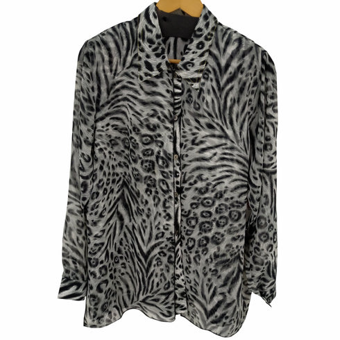 bonheur レオパード柄シアーシャツ レディース