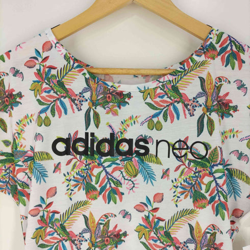 アディダス adidas neo HM FL ロゴプリント 総柄Tシャツ レディース JPN:L