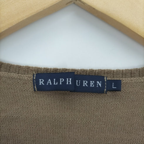 ラルフローレン RALPH LAUREN ポニー 刺繍 リブフリル ウール Vネック ニット レディース import:L