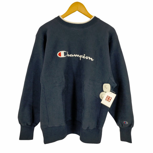 チャンピオン Champion USA製 刺繍タグ REVERSE WEAVE スクリプトロゴ刺繍 レイヤードネック クルーネックスウェット メンズ import:L