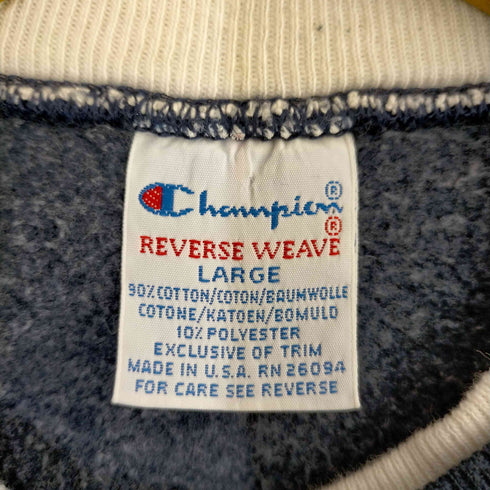 チャンピオン Champion USA製 刺繍タグ REVERSE WEAVE スクリプトロゴ刺繍 レイヤードネック クルーネックスウェット メンズ import:L
