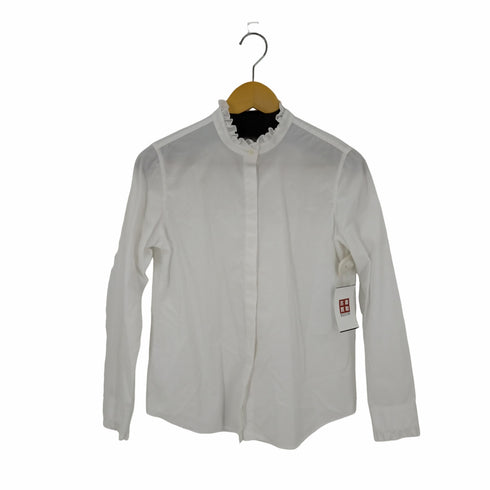 メーカーズシャツカマクラ Makers Shirt 鎌倉 フリル切替ノーカラーシャツ レディース DE:40