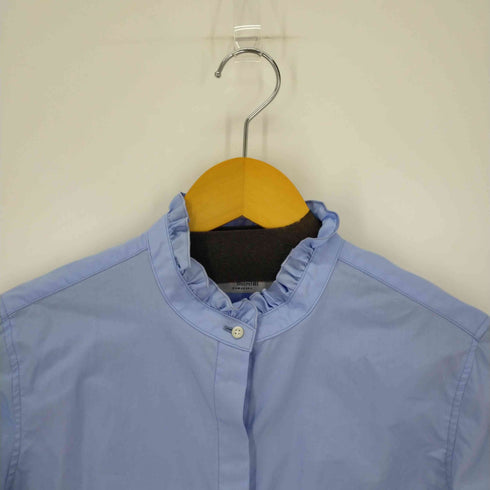 メーカーズシャツカマクラ Makers Shirt 鎌倉 フリル切替ノーカラーシャツ レディース DE:40