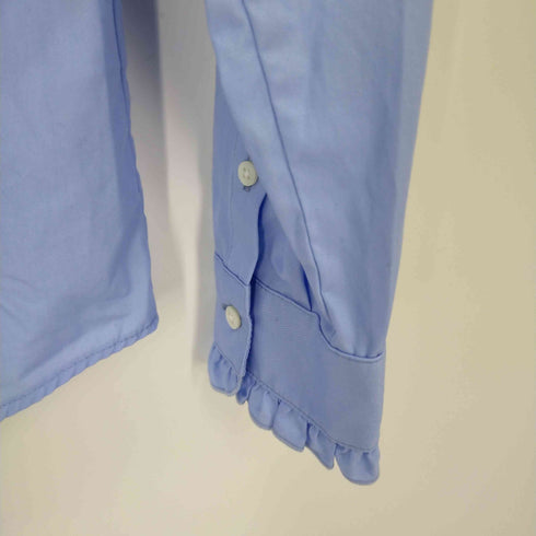 メーカーズシャツカマクラ Makers Shirt 鎌倉 フリル切替ノーカラーシャツ レディース DE:40