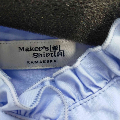 メーカーズシャツカマクラ Makers Shirt 鎌倉 フリル切替ノーカラーシャツ レディース DE:40