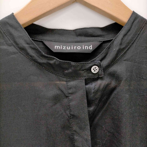 ミズイロインド mizuiro ind バンドカラー シャツ マキシ ワンピース レディース FREE
