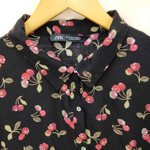 ザラ ZARA 総柄長袖シャツ チェリー さくらんぼ レディース M