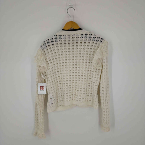 ザラ ZARA RUFFLED POINTELLE KNIT CARDIGAN レディース import:L
