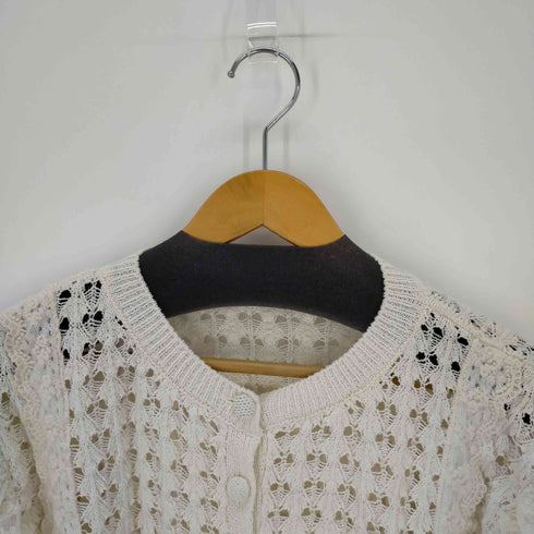 ザラ ZARA RUFFLED POINTELLE KNIT CARDIGAN レディース import:L