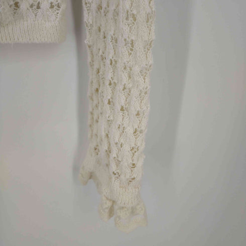 ザラ ZARA RUFFLED POINTELLE KNIT CARDIGAN レディース import:L