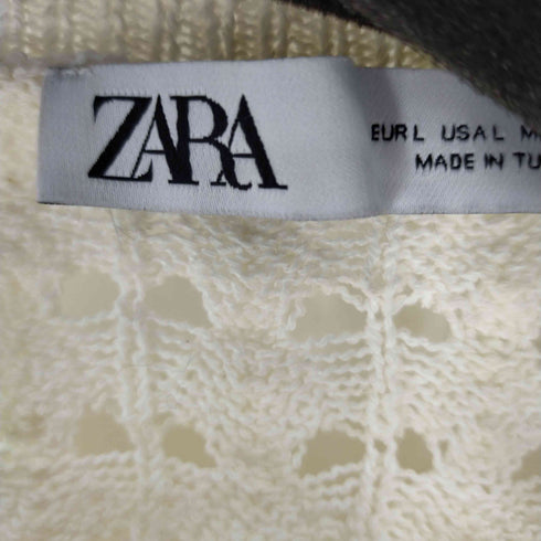 ザラ ZARA RUFFLED POINTELLE KNIT CARDIGAN レディース import:L