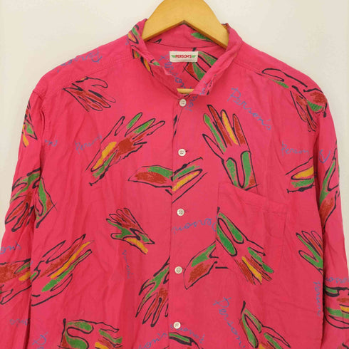 パーソンズ PERSONS 総柄 レーヨン L/S シャツ メンズ