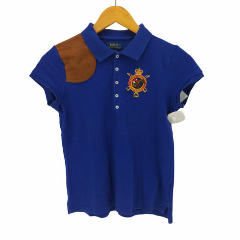 ポロラルフローレン POLO RALPH LAUREN フェイクスエード パッチ ロゴ刺繍 S/S ポロシャツ レディース XL