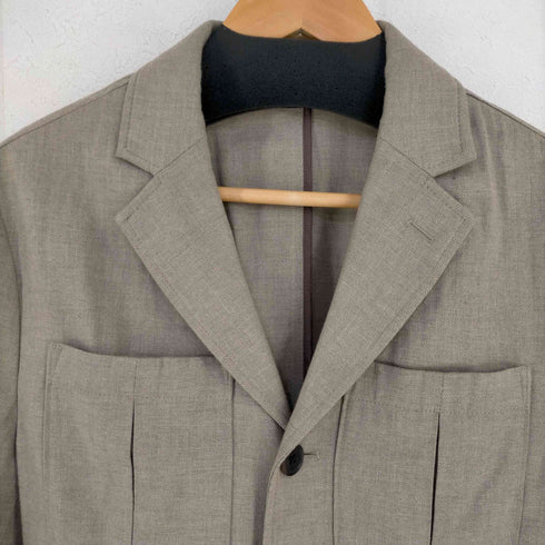 バナナリパブリック BANANA REPUBLIC 23SS ウエストベルト コットンリネンヘリンボーン 4Pテーラードジャケット サファリ メンズ US:36
