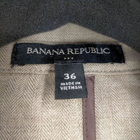 バナナリパブリック BANANA REPUBLIC 23SS ウエストベルト コットンリネンヘリンボーン 4Pテーラードジャケット サファリ メンズ US:36