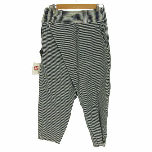 アイエスイッセイミヤケ I.S. ISSEY MIYAKE 80-90S ヒッコリー 変形 サイドジップ ワークパンツ レディース 9