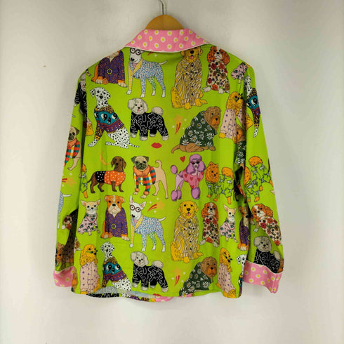 REUPEVENT 犬総柄 開襟パジャマシャツ レディース JPN:M