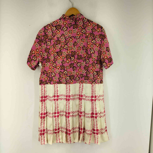 ユニクロ UNIQLO 22SS オープンカラー プリーツ ワンピース フラワー 花柄 レディース JPN:M