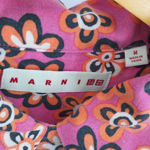 ユニクロ UNIQLO 22SS オープンカラー プリーツ ワンピース フラワー 花柄 レディース JPN:M