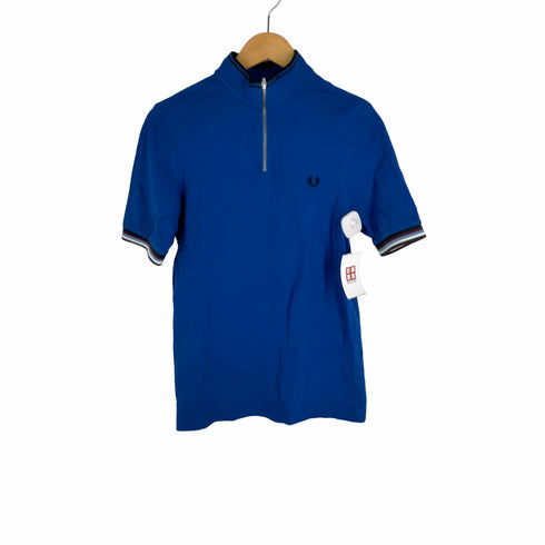フレッドペリー FRED PERRY BRADLEY WIGGINS Tipped Cycling Shirt 鹿の子 ロゴ刺繍スタンドカラーハーフジップポロシャツ メンズ JPN:S