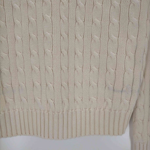 ラルフローレン RALPH LAUREN ポニー刺繍 Vネック ケーブルコットンニット レディース import:M