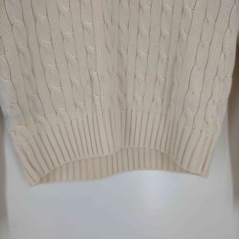 ラルフローレン RALPH LAUREN ポニー刺繍 Vネック ケーブルコットンニット レディース import:M