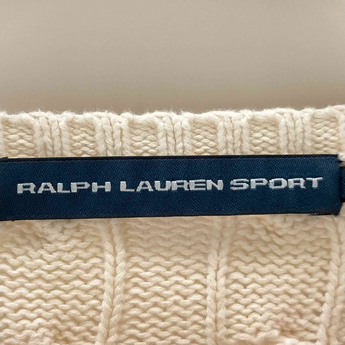 ラルフローレン RALPH LAUREN ポニー刺繍 Vネック ケーブルコットンニット レディース import:M