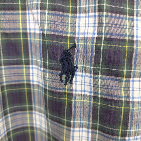 ラルフローレン RALPH LAUREN 90S マルチチェック ポニー刺繍 L/S シャツ メンズ 14-16