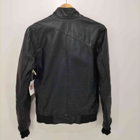 ヴォルコム VOLCOM 90~2000s y2k 変形マルチポケットジップアップレザージャケット 裏地ストライプ アシンメトリー メンズ