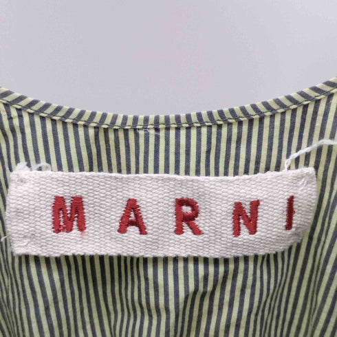 マルニ MARNI パフスリーブ サイドリボン ストライプ ミニ ワンピース レディース JPN:38