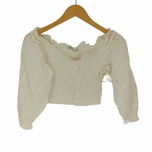 ザラ ZARA パフスリーブクロップドブラウス レディース import:S