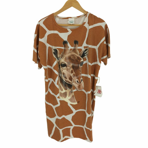 RAINFOREST CAFE USA製 大判プリント GIRAFFE キリン アニマル プリント S/S Tシャツ ワンピース レディース OSFM