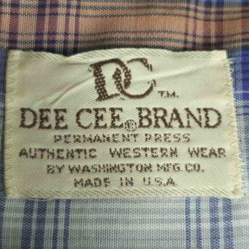 DEE CEE BRAND USA製 チェック柄ウエスタンシャツ メンズ
