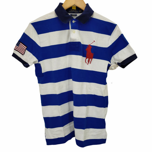 ポロラルフローレン POLO RALPH LAUREN BIGポニーボーダーポロシャツ 星条旗パッチ メンズ JPN:S