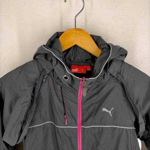 プーマ PUMA 00S 2WAY メッシュ切替 ドロストコード ダブルジップ ナイロンジャケット ナイロンベスト レディース JPN:L