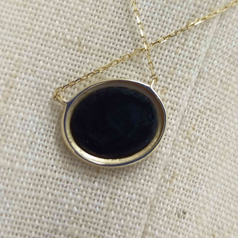 Lilas オーバルオニキスフラットネックレス K10 レディース