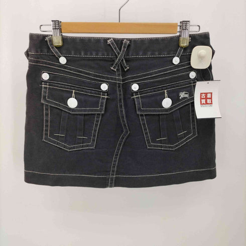 バーバリーズブルーレーベル BURBERRYS BLUE LABEL ブラック デニム ミニ スカート レディース UK:25