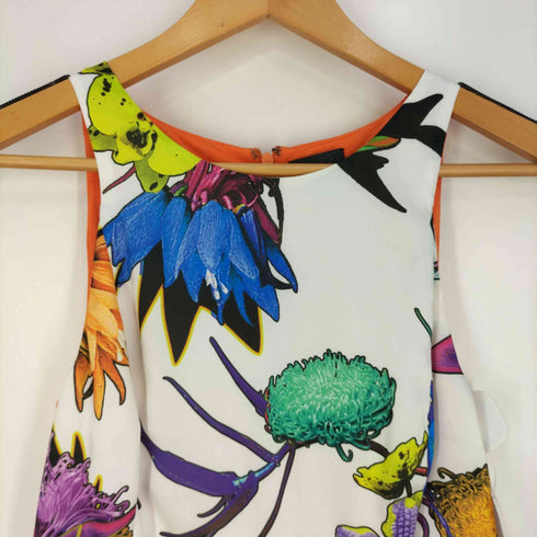 ジャストガヴァリ justcavalli イタリア製 総柄 プリーツパターン切替 ノースリーブワンピース レディース 40