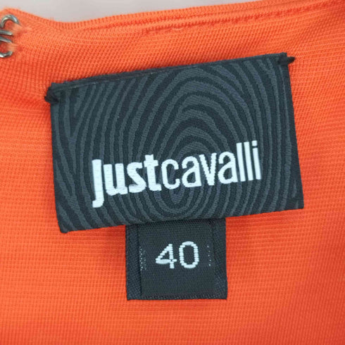 ジャストガヴァリ justcavalli イタリア製 総柄 プリーツパターン切替 ノースリーブワンピース レディース 40