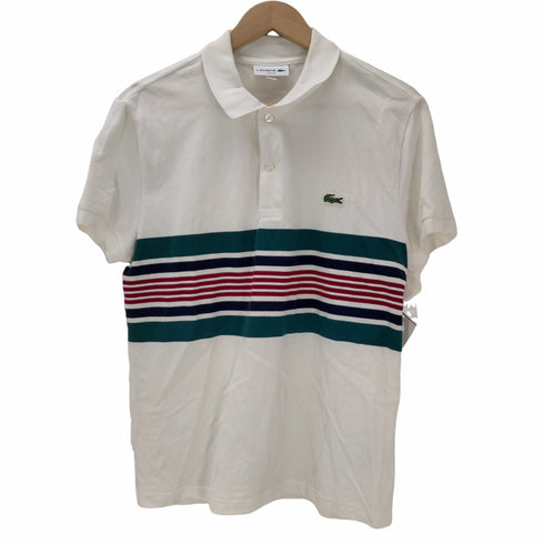 ラコステ LACOSTE SLIM FIT ボーダー柄 ワッペン ポロシャツ メンズ import:M