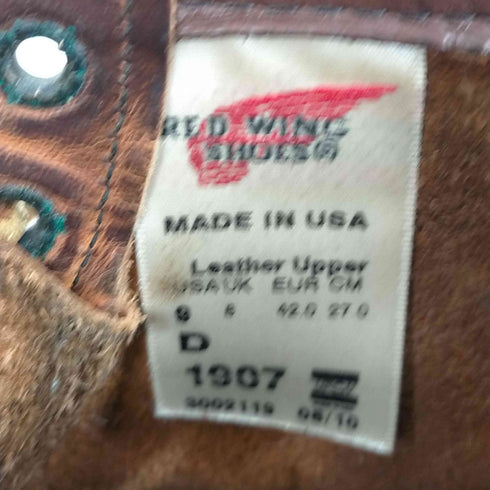 レッドウィング REDWING 2010年製 1907 9D 縦長タグ アイリッシュセッター カッパーラフアンドタフ クラシックモックトゥ メンズ JPN:27